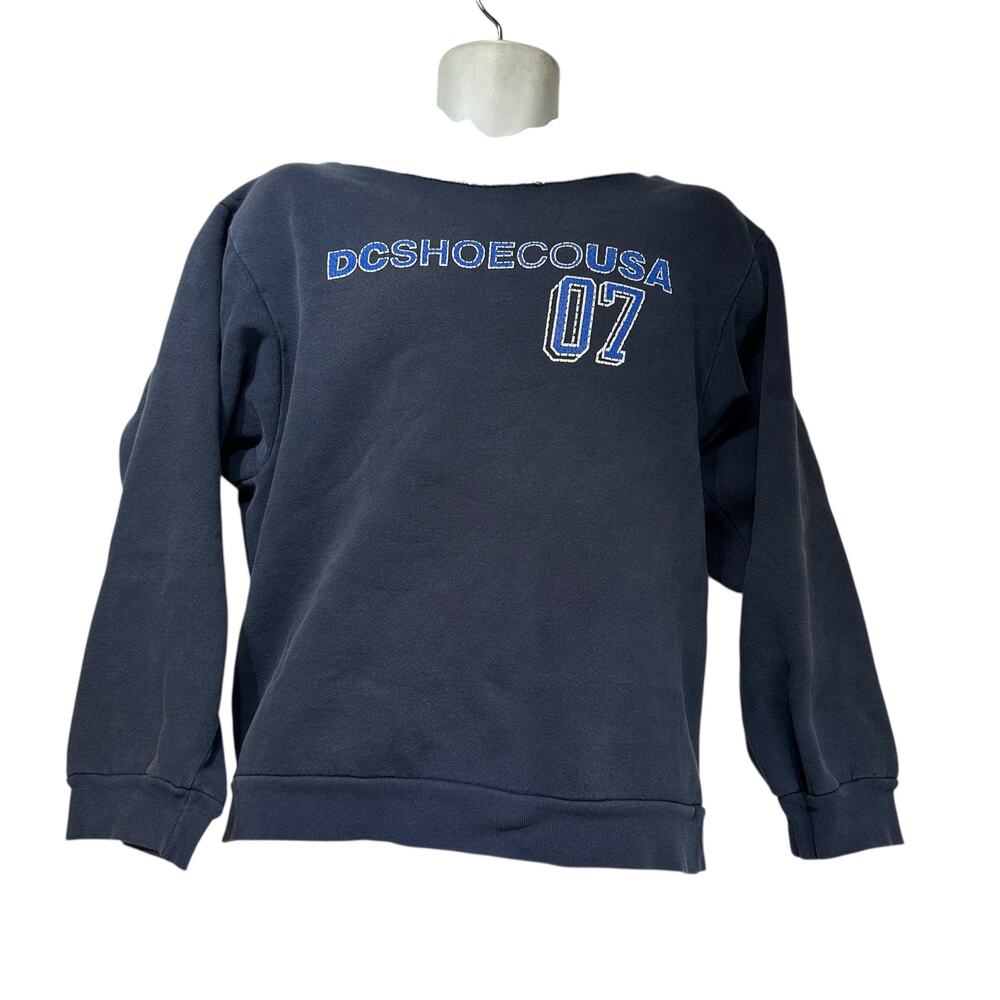 Vintage 90s DC Shoes off the shoulder Oversized distressed Sweatshirt Y2K Skater